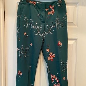 Green floral dress pants size 6